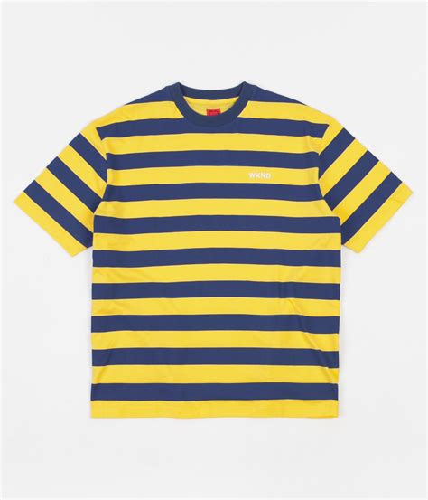 blue and yellow stripped gucci shirt